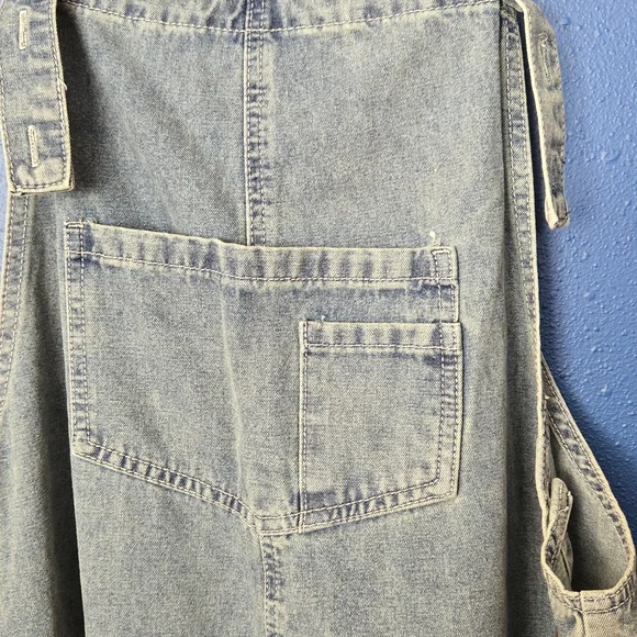 Light Blue Distressed Women's Denim Overalls - Picture 3 of 7